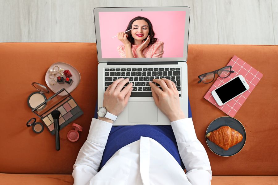 laptop and cosmetics products